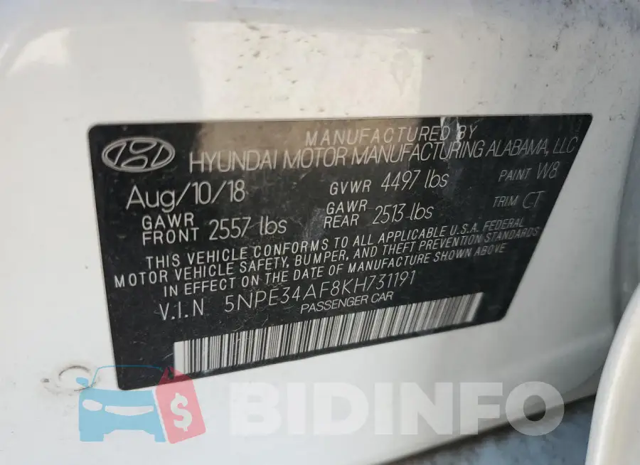 5NPE34AF8KH731191 Photo# 13
