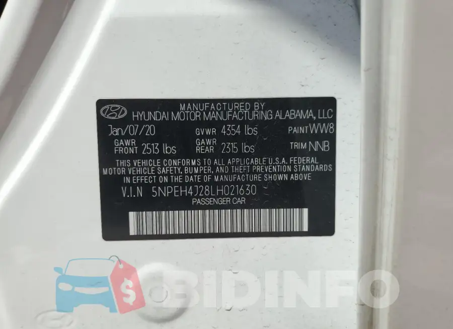 5NPEH4J28LH021630 Photo# 12