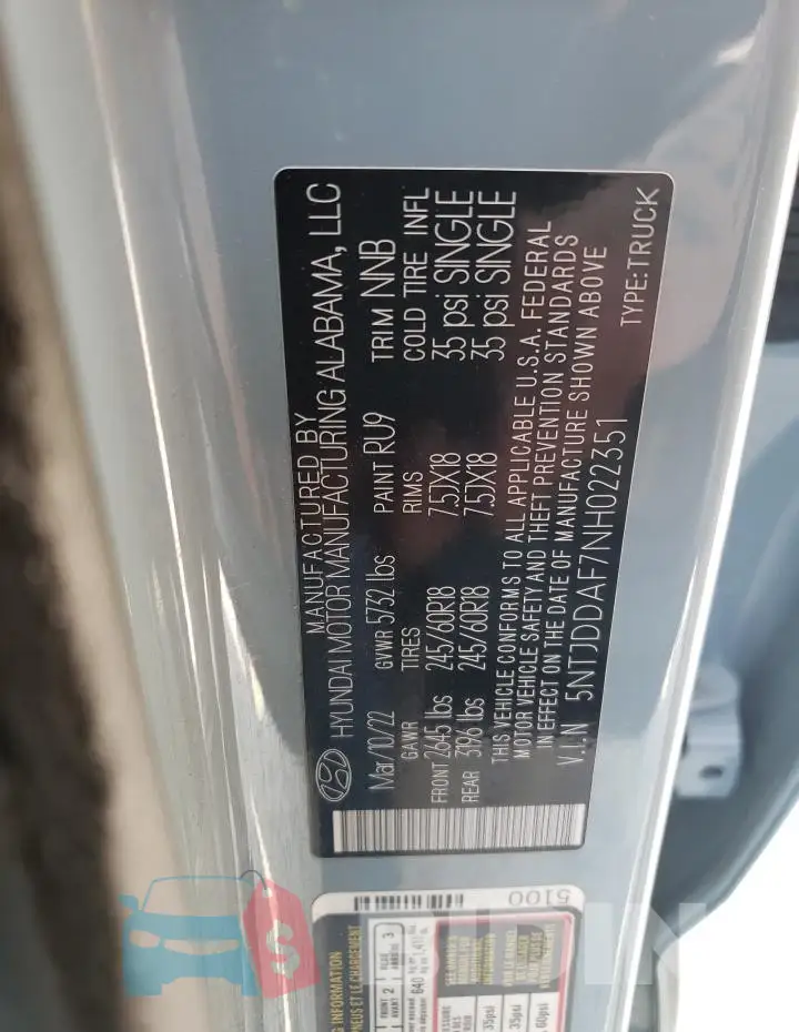 5NTJDDAF7NH022351 Photo# 13