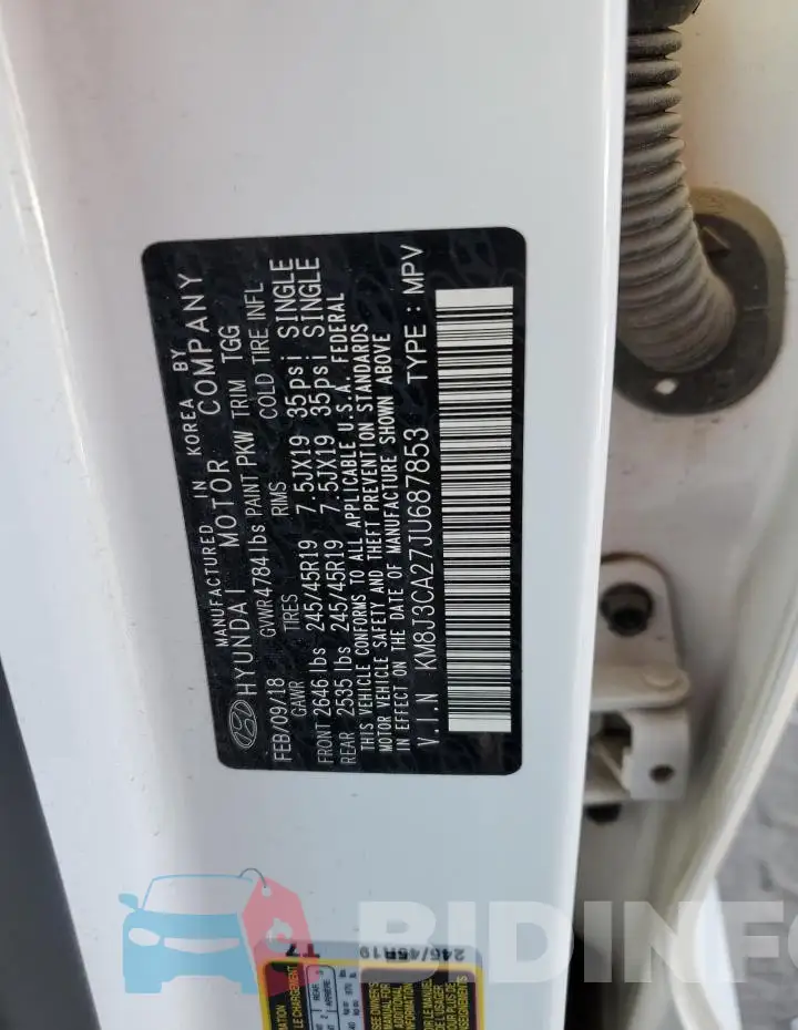 KM8J3CA27JU687853 Photo# 13