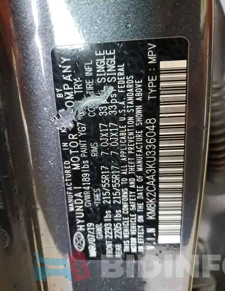 KM8K2CAA3KU336048 Photo# 12