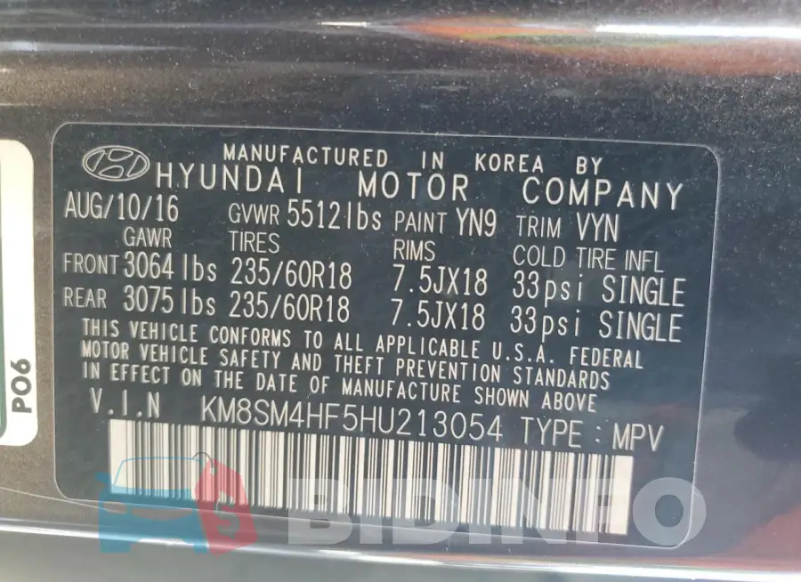 KM8SM4HF5HU213054 Photo# 12