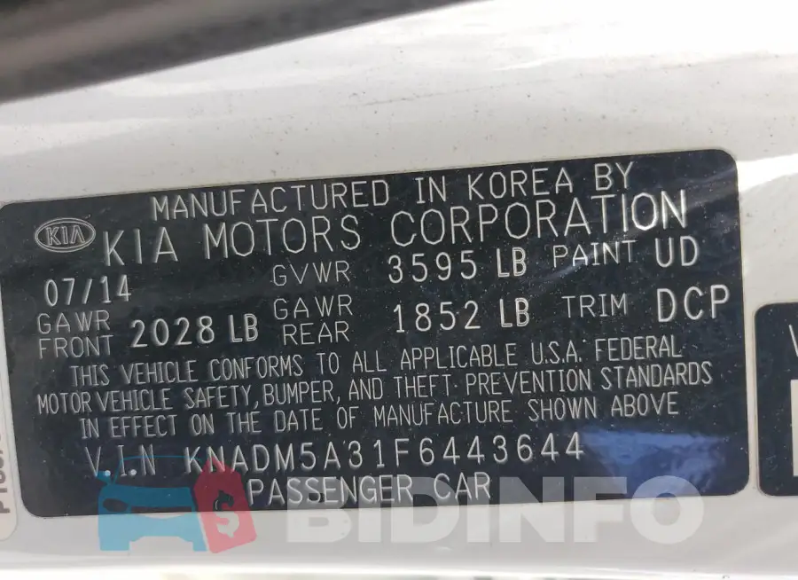 KNADM5A31F6443644 Photo# 14