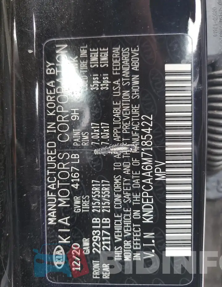KNDEPCAA6M7185422 Photo# 12