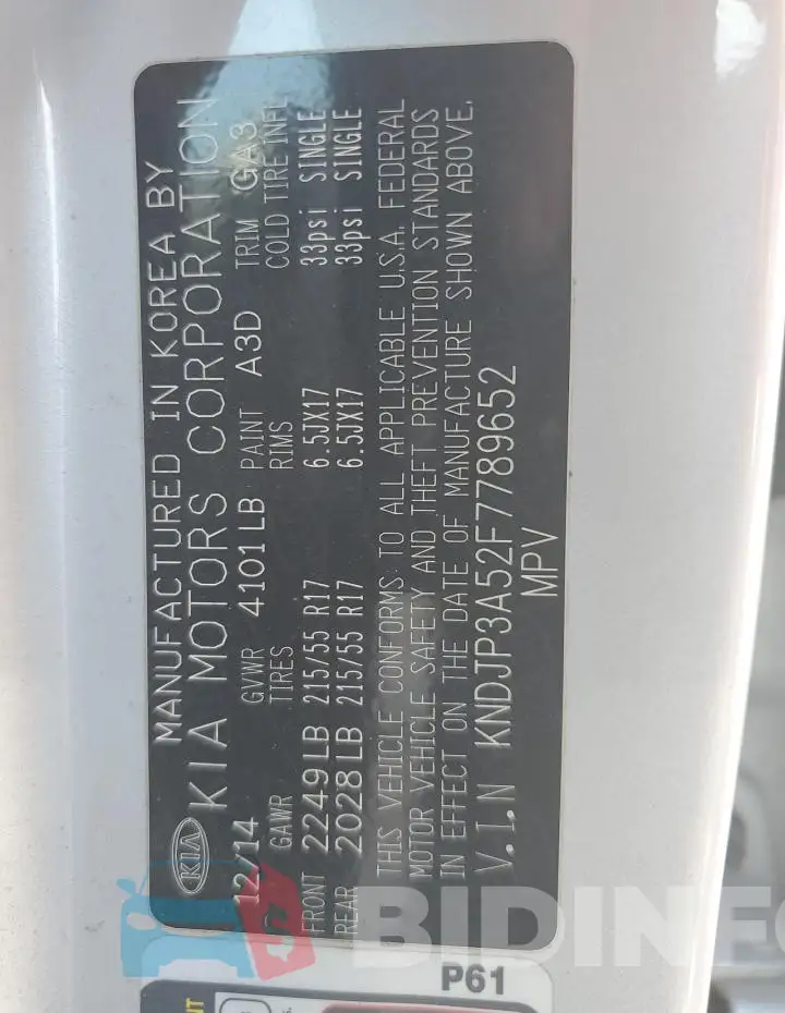 KNDJP3A52F7789652 Photo# 13