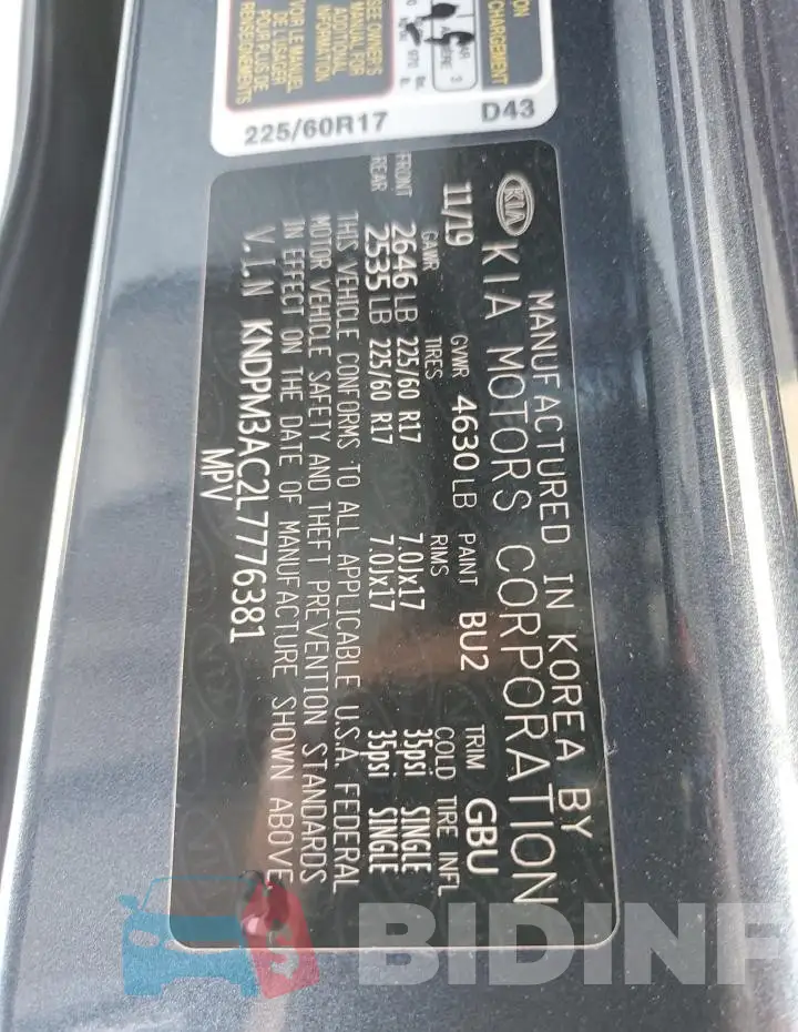 KNDPM3AC2L7776381 Photo# 13