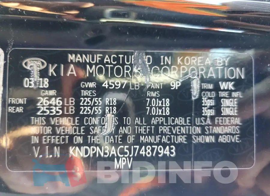 KNDPN3AC5J7487943 Photo# 14