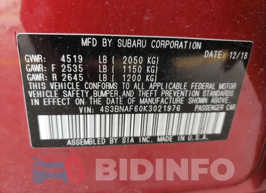 4S3BNAF60K3021976 Photo# 13