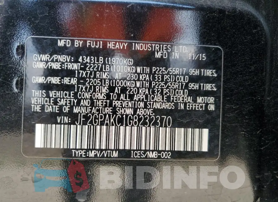 JF2GPAKC1G8232370 Photo# 13