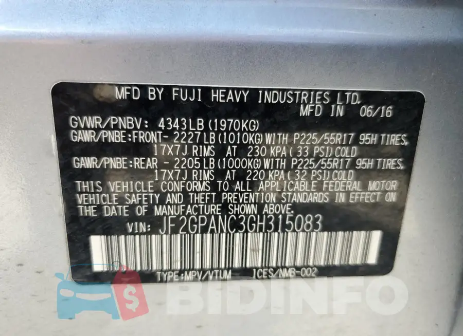 JF2GPANC3GH315083 Photo# 14