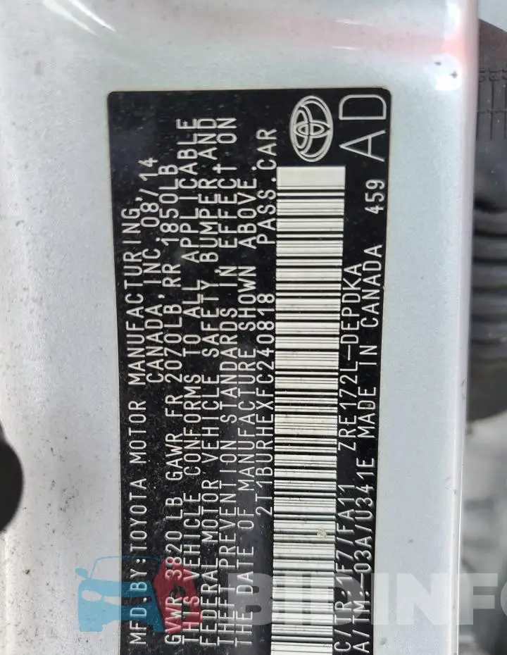 2T1BURHEXFC240818 Photo# 13