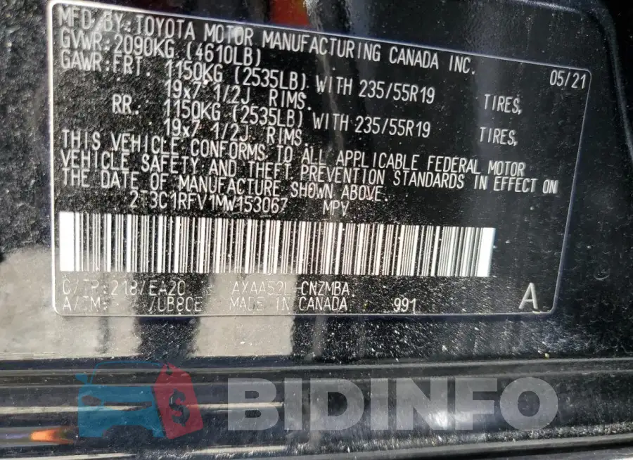 2T3C1RFV1MW153067 Photo# 13