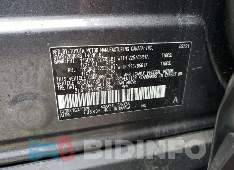 2T3F1RFV4MC212269 Photo# 13