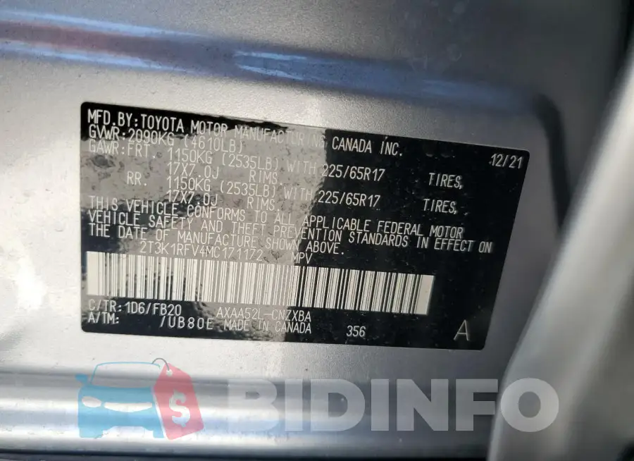 2T3K1RFV4MC171172 Photo# 13