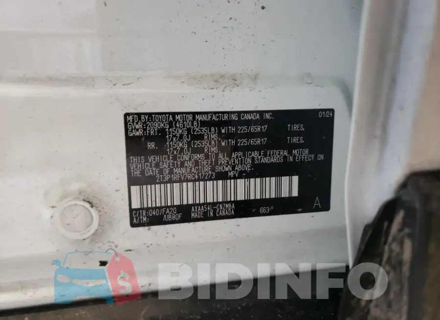 2T3P1RFV7RC417273 Photo# 12