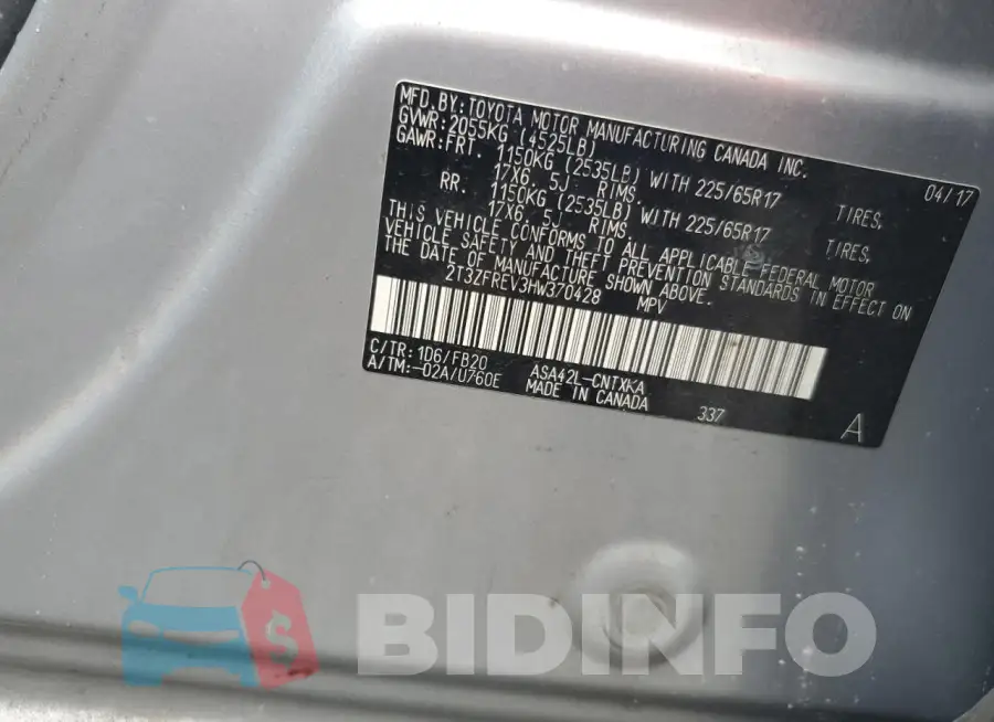 2T3ZFREV3HW370428 Photo# 13