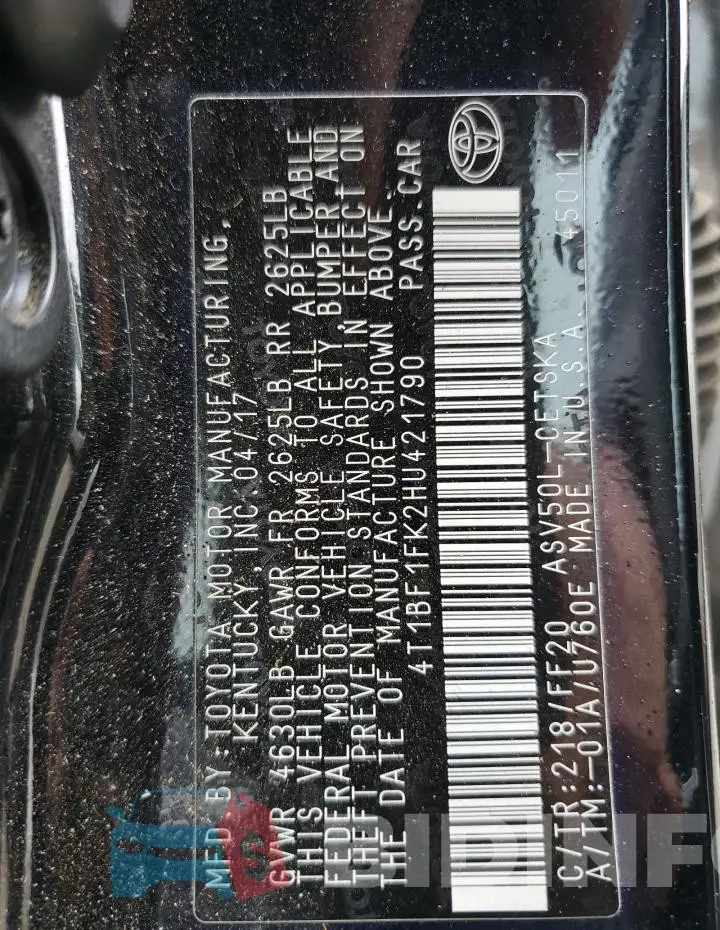 4T1BF1FK2HU421790 Photo# 12