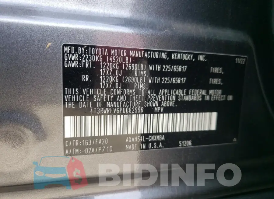 4T3RWRFV6PU082996 Photo# 13