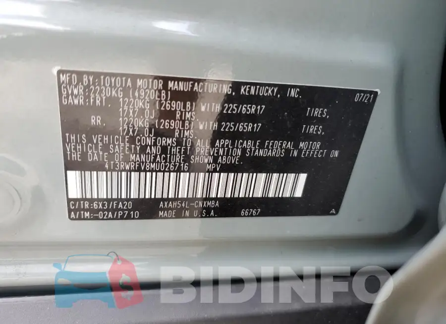 4T3RWRFV8MU026716 Photo# 13