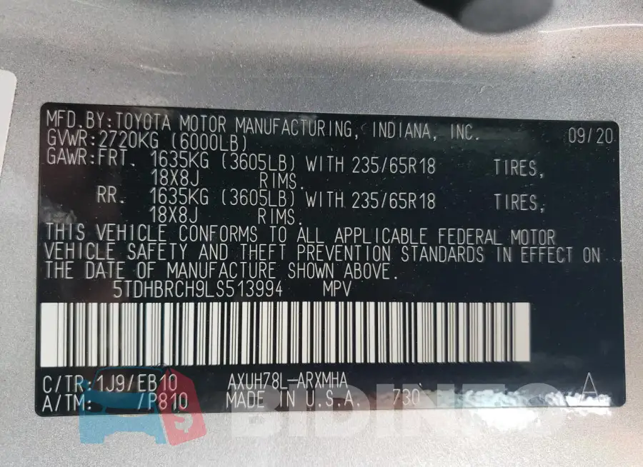 5TDHBRCH9LS513994 Photo# 14