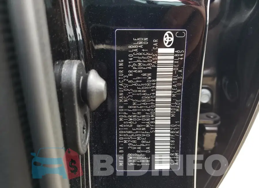 5YFB4MDE0PP041948 Photo# 12