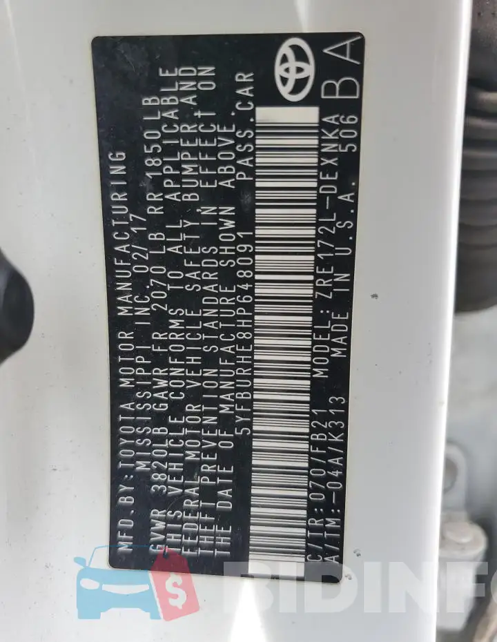 5YFBURHE8HP648091 Photo# 12