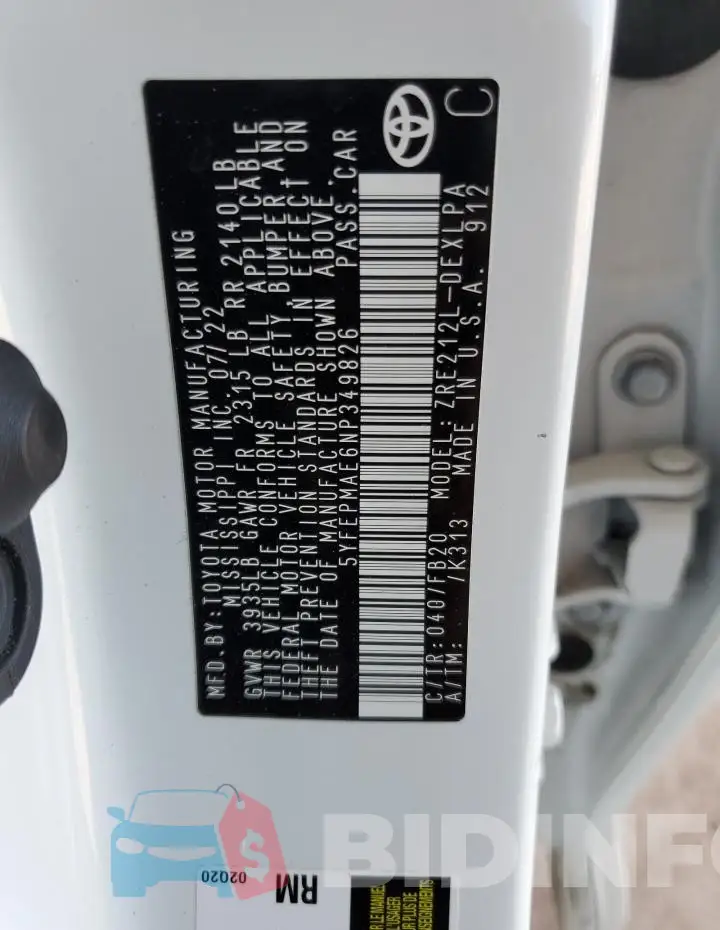 5YFEPMAE6NP349826 Photo# 13