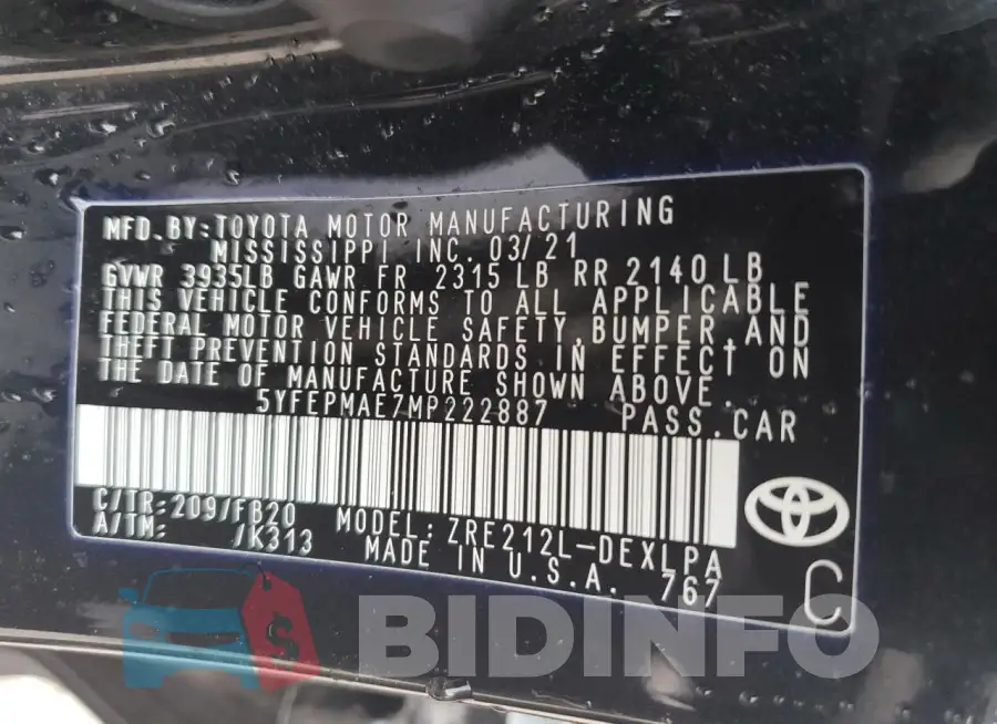 5YFEPMAE7MP222887 Photo# 12