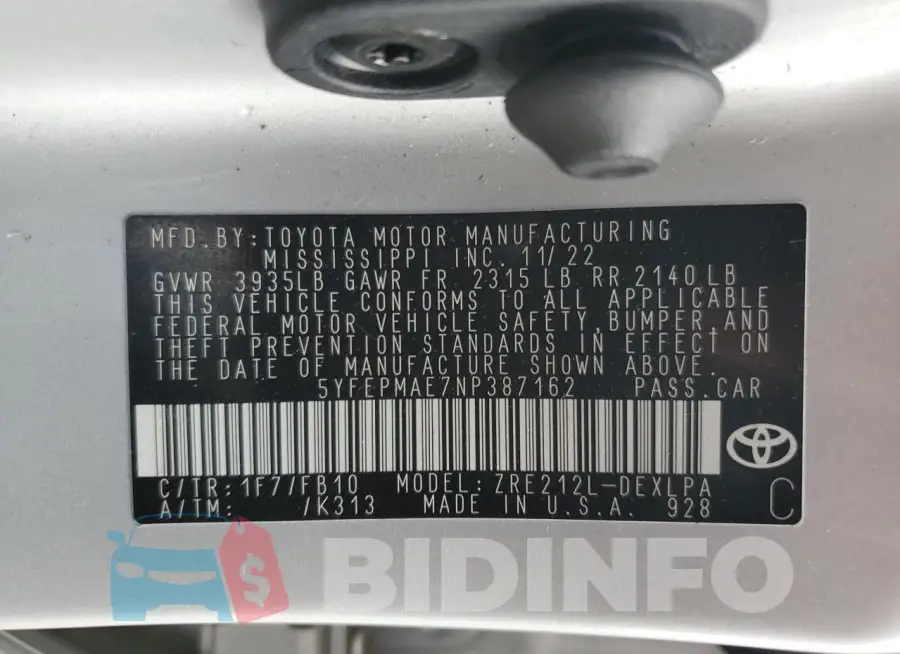 5YFEPMAE7NP387162 Photo# 12