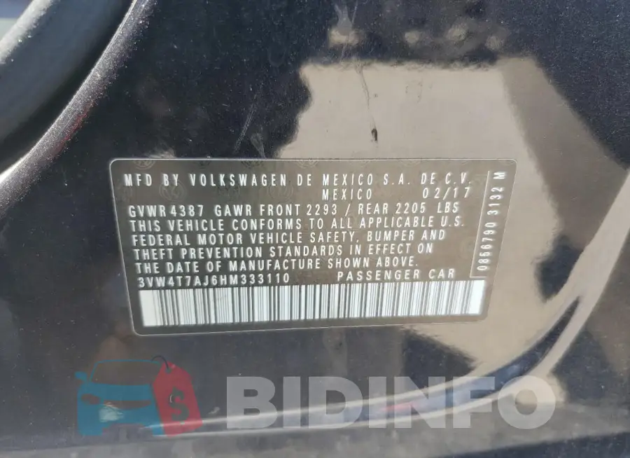3VW4T7AJ6HM333110 Photo# 12