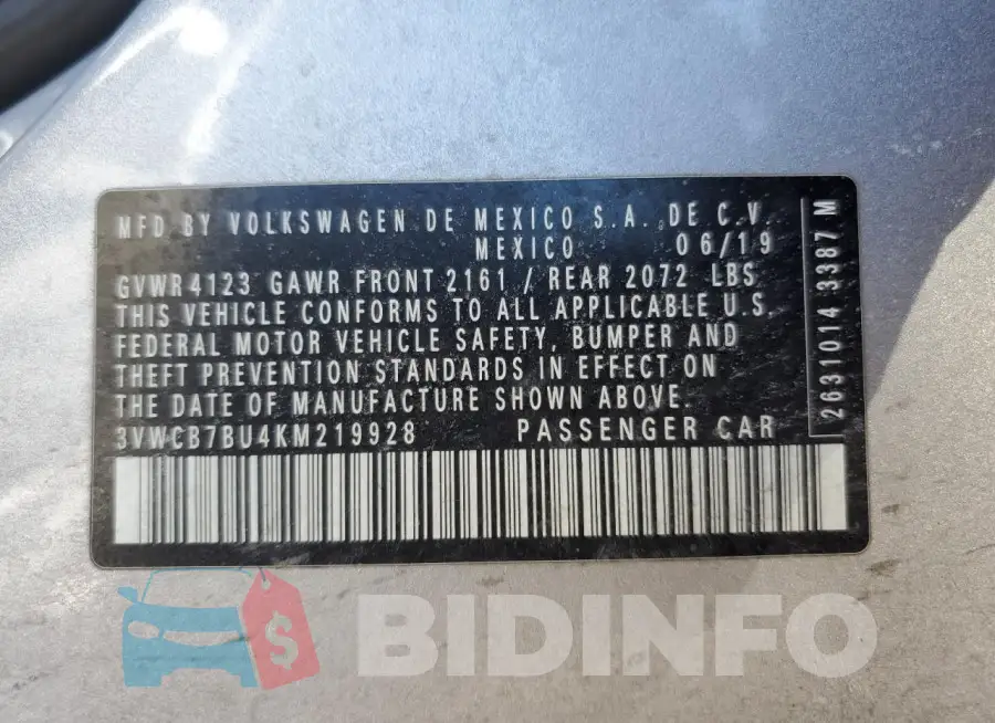 3VWCB7BU4KM219928 Photo# 12