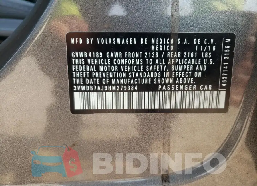 3VWDB7AJ9HM279384 Photo# 12