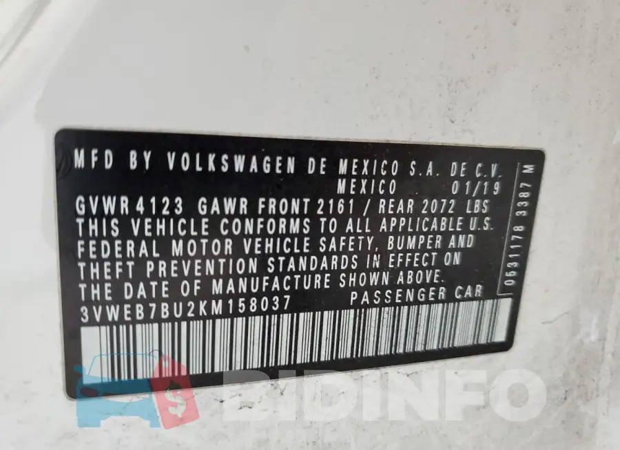 3VWEB7BU2KM158037 Photo# 12