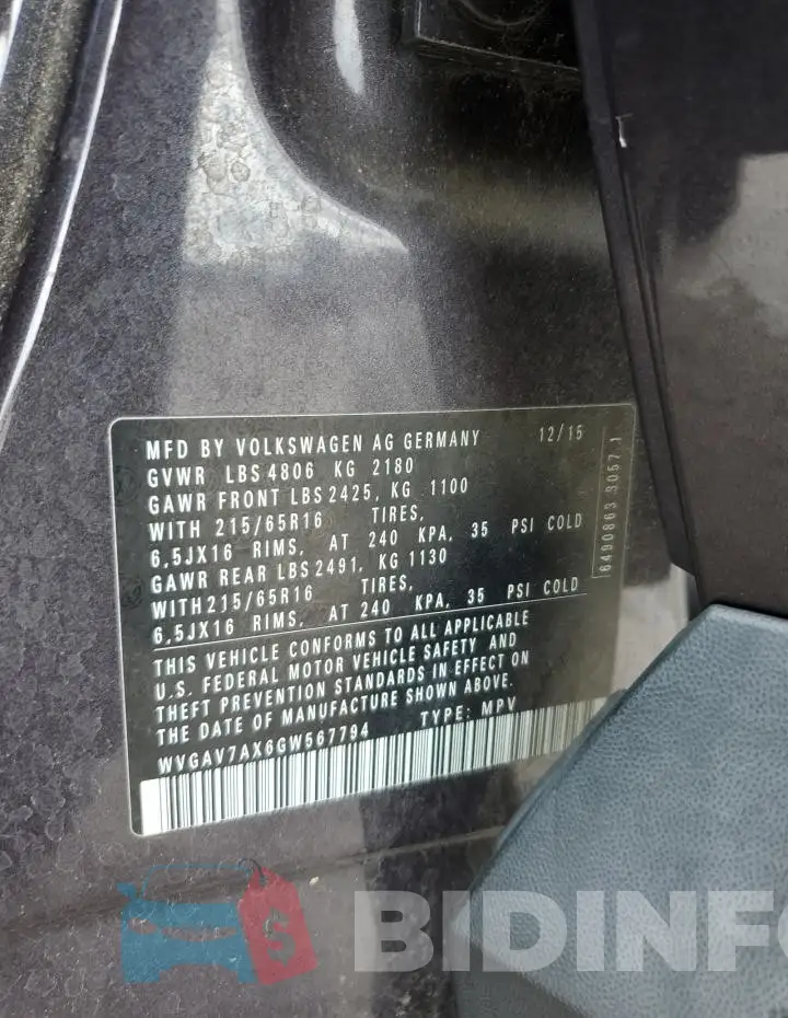 WVGAV7AX6GW567794 Photo# 13