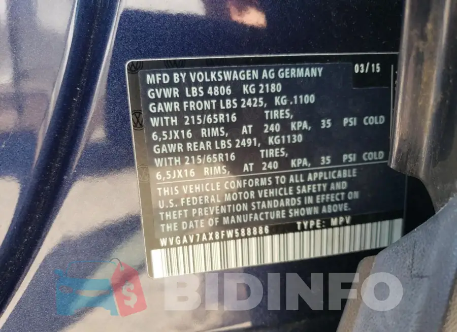 WVGAV7AX8FW588886 Photo# 13