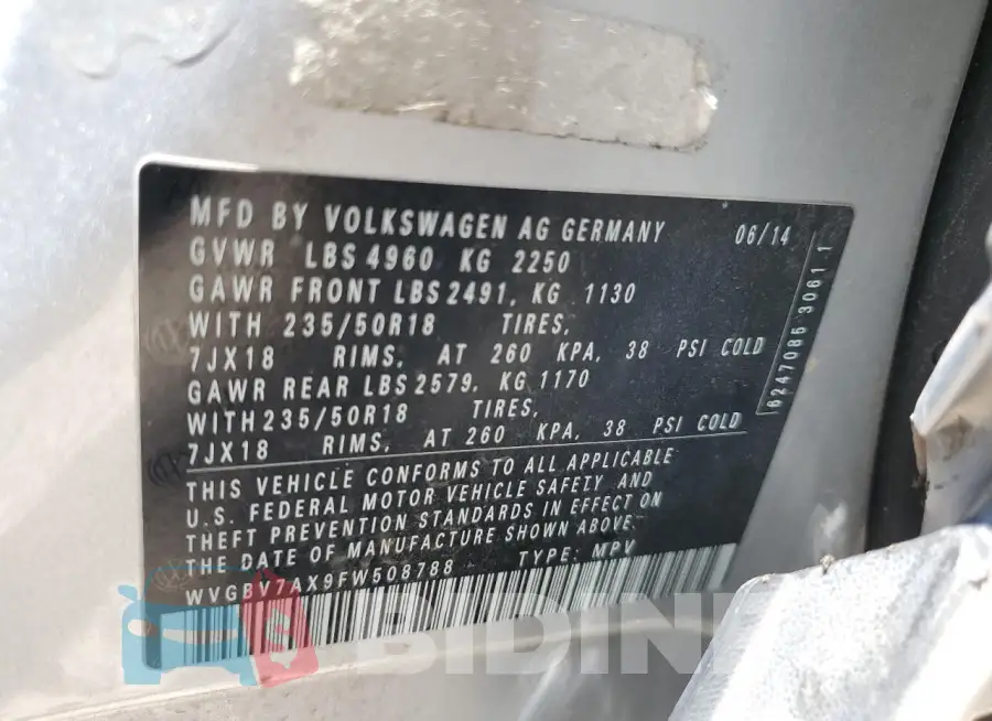 WVGBV7AX9FW508788 Photo# 13
