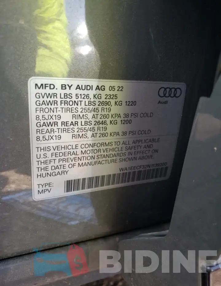 WA1EECF32N1139200 Photo# 12