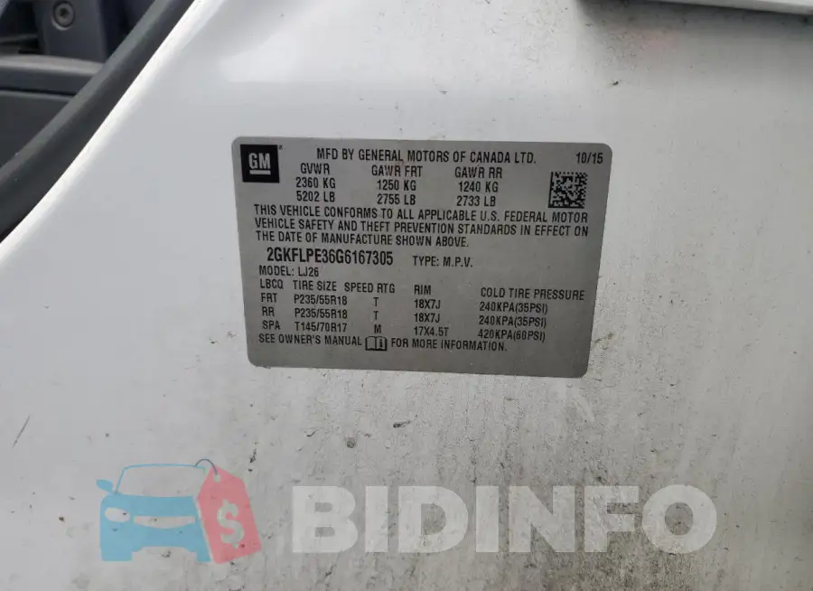 2GKFLPE36G6167305 Photo# 12