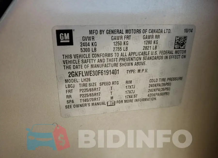 2GKFLWE30F6191401 Photo# 14