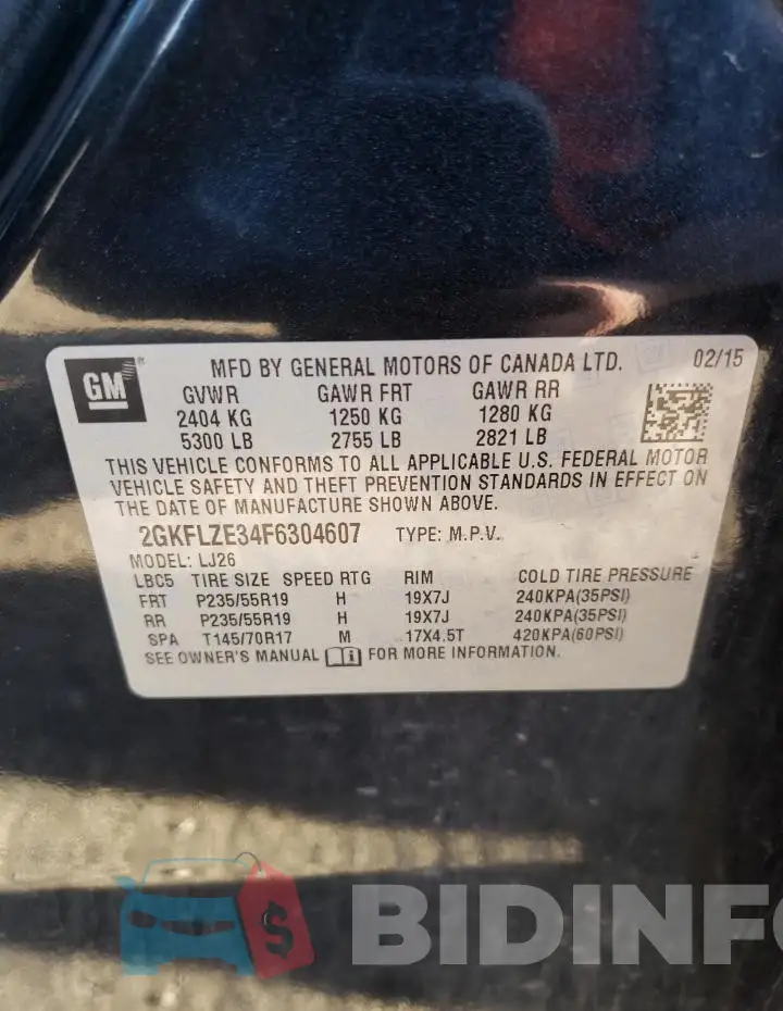 2GKFLZE34F6304607 Photo# 12