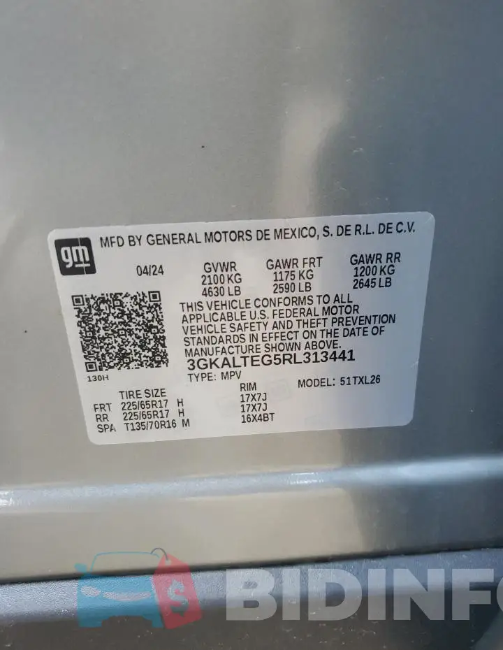 3GKALTEG5RL313441 Photo# 13