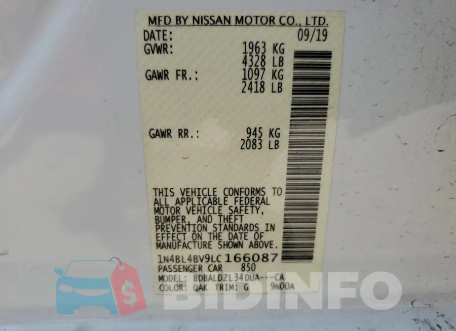 1N4BL4BV9LC166087 Photo# 12