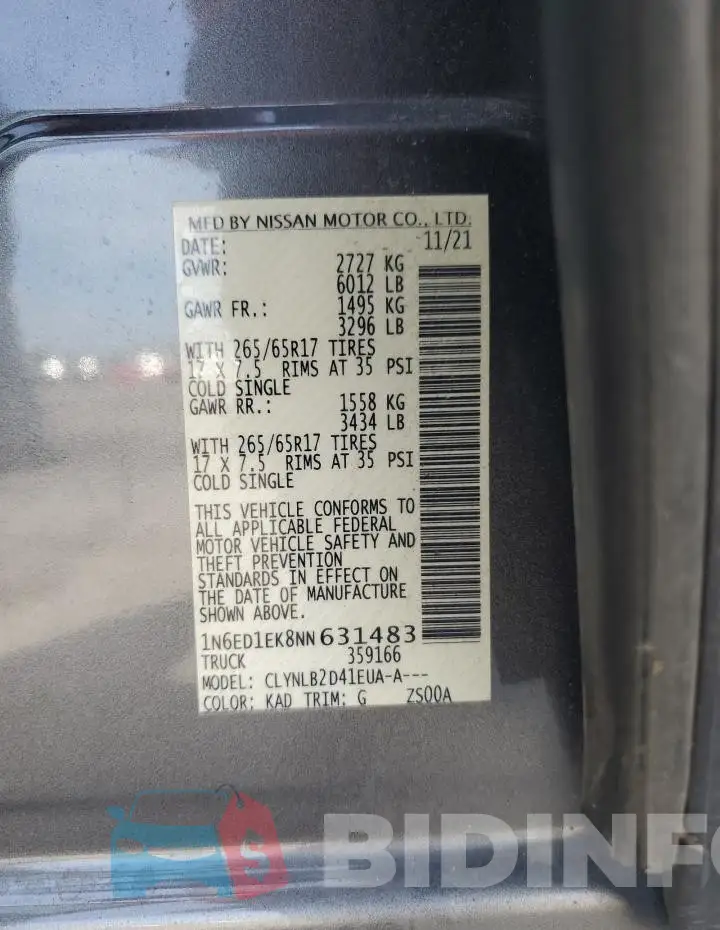 1N6ED1EK8NN631483 Photo# 12
