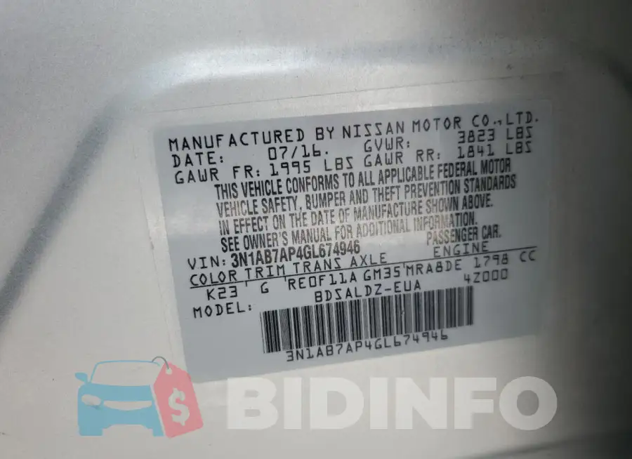 3N1AB7AP4GL674946 Photo# 12