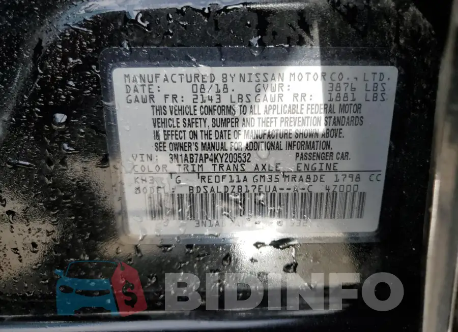 3N1AB7AP4KY209532 Photo# 12
