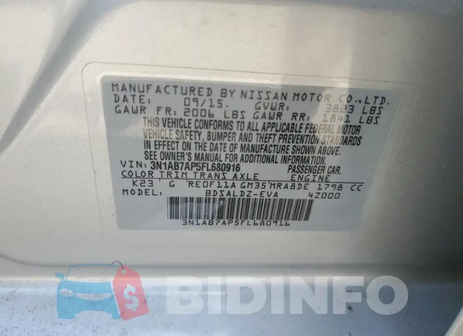 3N1AB7AP5FL680916 Photo# 13