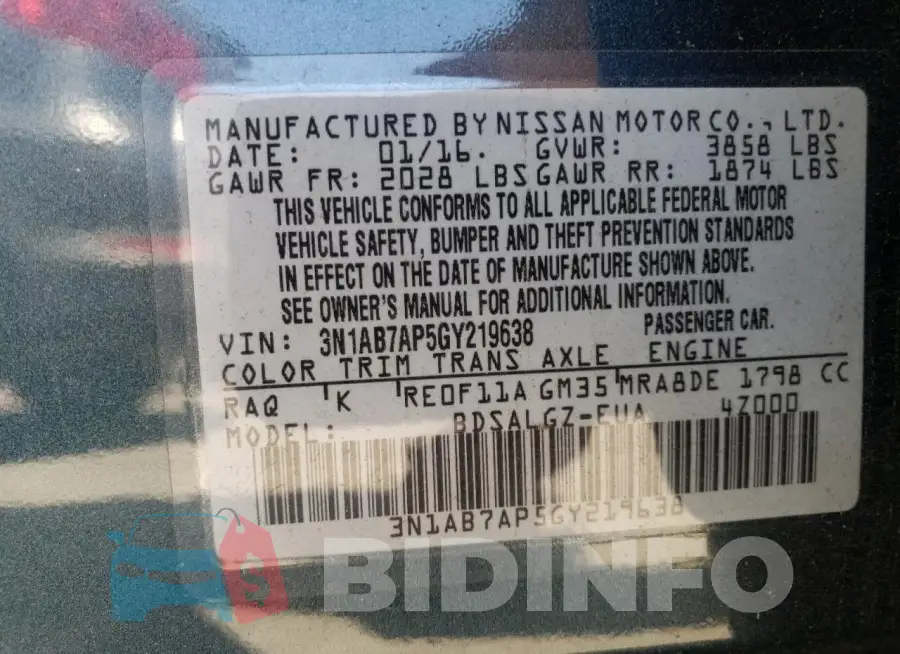 3N1AB7AP5GY219638 Photo# 12