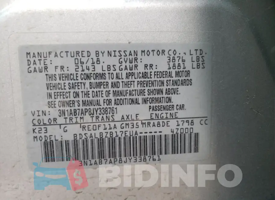 3N1AB7AP8JY338761 Photo# 12