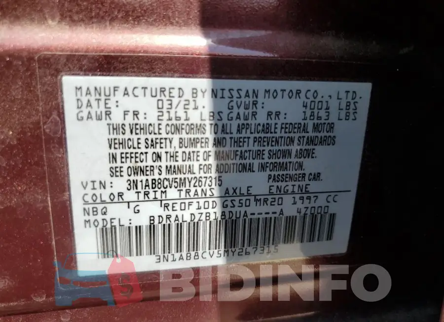 3N1AB8CV5MY267315 Photo# 12