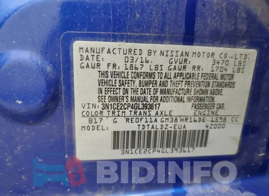 3N1CE2CP4GL393617 Photo# 12
